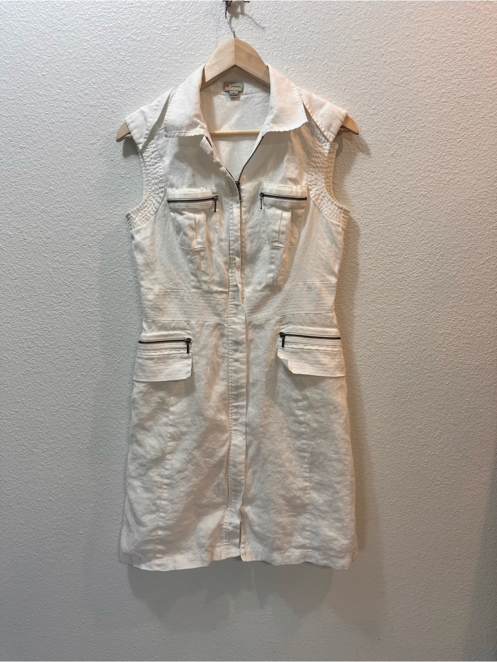 Daniel Cremieux Sleeveless Zip-Front Cream Dress